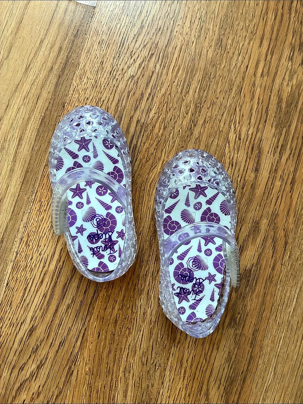 Kids Purple & Clear Patterned Sandals